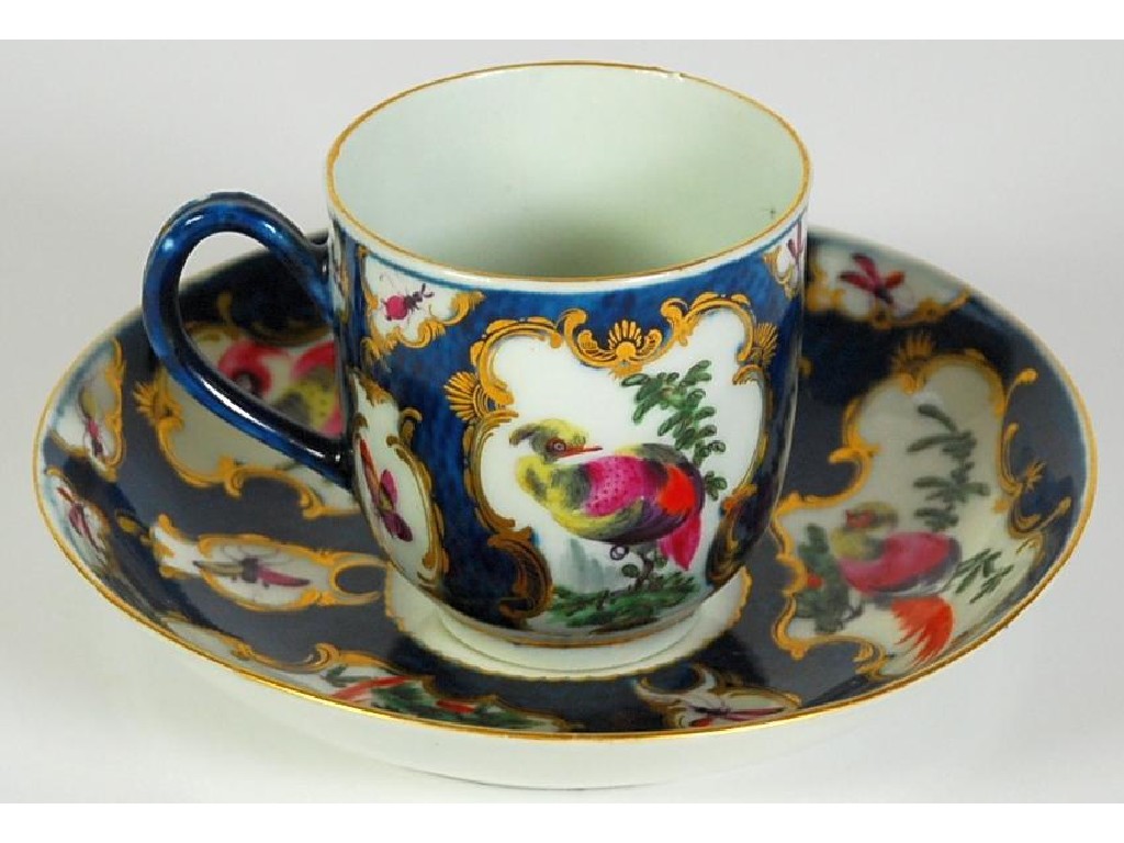 Appraisal: th CENTURY DR WALL PERIOD WORCESTER PORCELAIN CABINET CUP AND