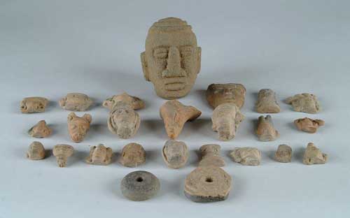 Appraisal: LOT OF PRE-COLUMBIAN TYPE POTTERY PIECES Approximately pieces including a