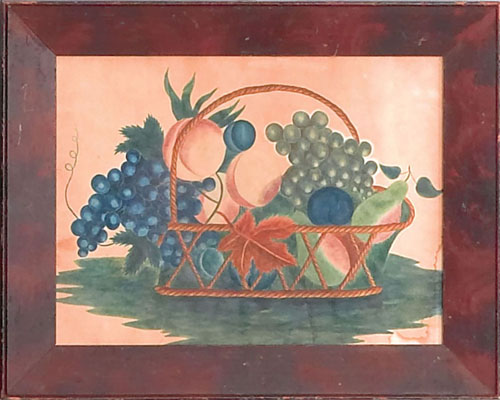 Appraisal: American watercolor theorem of a basket of fruit late th