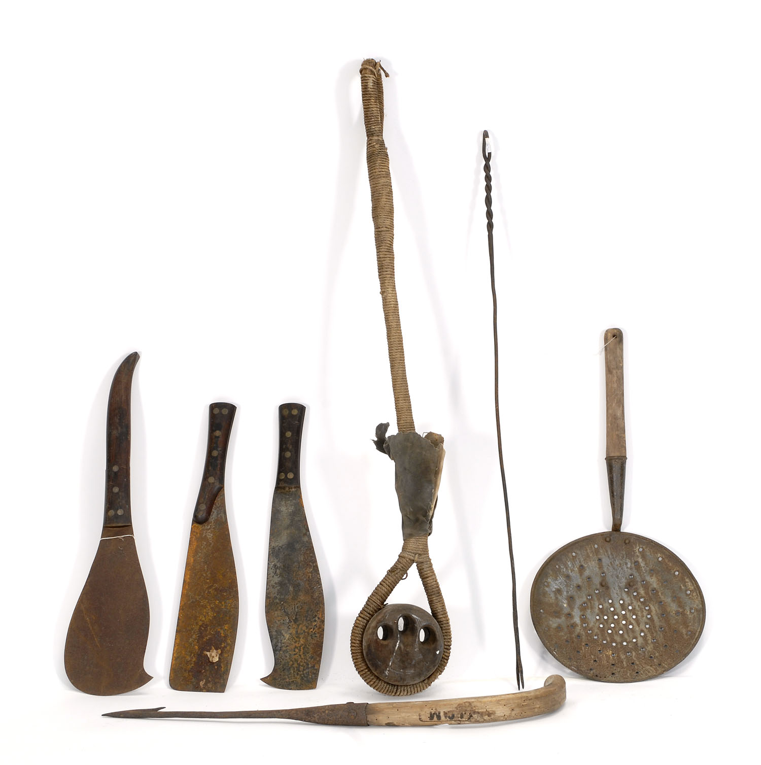 Appraisal: SIX WHALING IMPLEMENTS Three late th Century blubber knives a