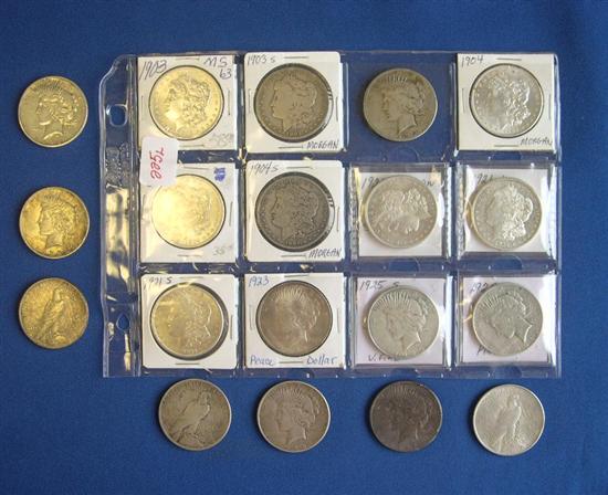 Appraisal: Lot of Morgan Peace Dollars including Peace dollars ranging from