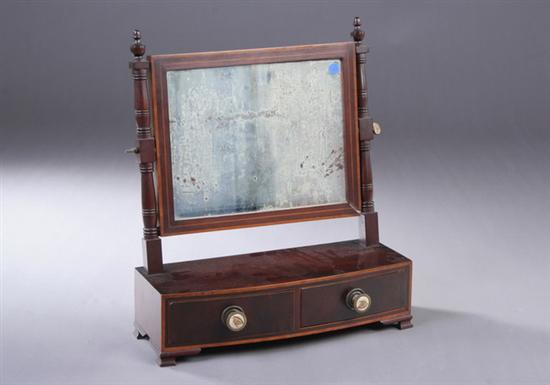 Appraisal: AMERICAN CENTENNIAL SHAVING MIRROR th century mahogany Inlaid rectangular swing