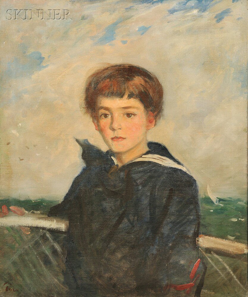 Appraisal: American School th Century Portrait of a Boy on a