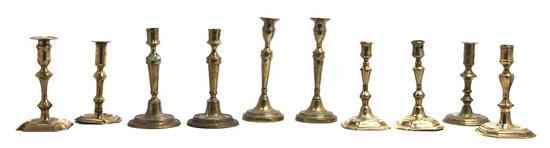 Appraisal: Three Pairs of Brass Candlesticks each of baluster form together