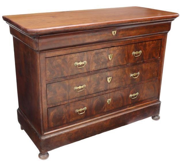 Appraisal: French Louis Philippe period mahogany commode mid th c fitted