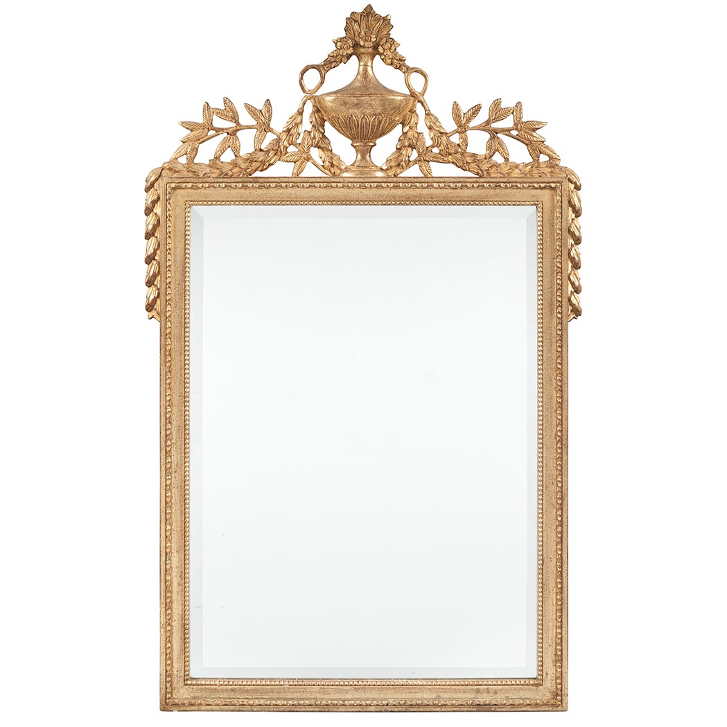 Appraisal: Louis XVI Style Giltwood Mirror Modern The rectangular beveled mirror