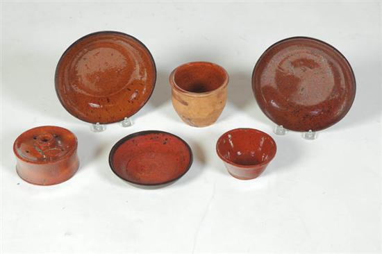 Appraisal: SIX PIECES OF REDWARE American mid th century Three pie