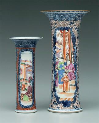 Appraisal: Two Chinese beaker vases Imari colors cartouches of court scenes