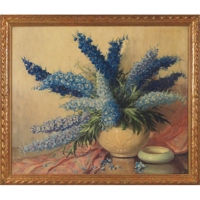 Appraisal: Volney Allan Richardson American - ''Hybrid Delphinium ''c oil on