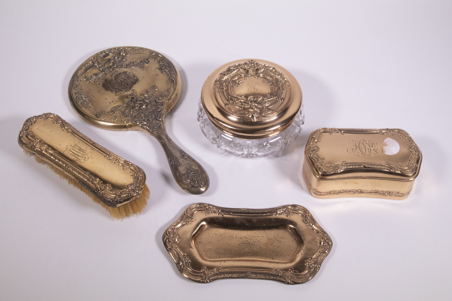 Appraisal: SILVER GILT DRESSER ITEMS Piece Lot incl Piece matching set