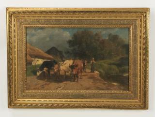 Appraisal: th c Jules Didier French O c rural scene w