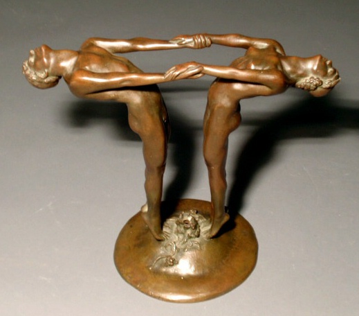 Appraisal: Jewett Maude Sherwood American - bronze nude flower holder signed