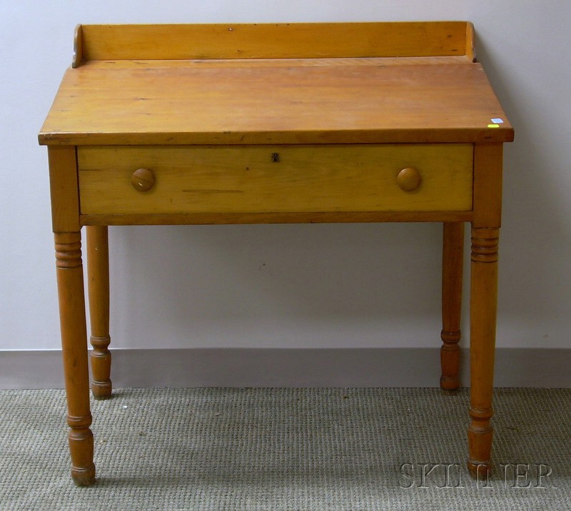 Appraisal: Country Pine Slant-top Schoolmaster's Desk with Drawer wd in