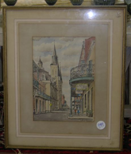 Appraisal: Herbert Hanush American New Orleans th Century View of St