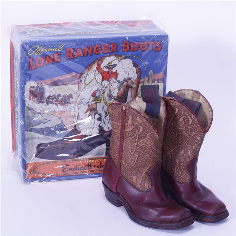 Appraisal: Official Lone Ranger Boots by Endicott Johnson Size Includes Lone