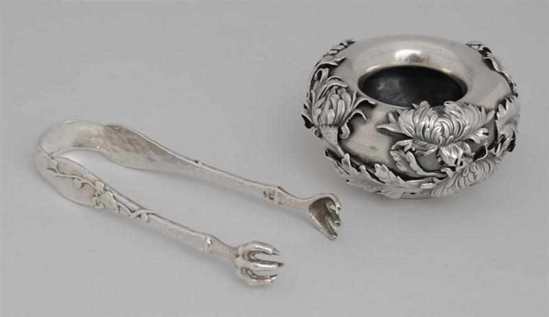 Appraisal: TIFFANY CO SILVER HAND ASHTRAY MATCH STRIKER IN THE ''CHRYSANTHEMUM''