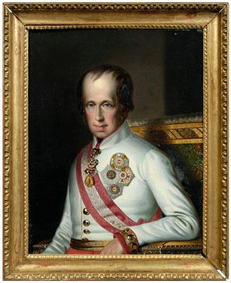 Appraisal: Military portrait painting officer wearing the Order of the Golden