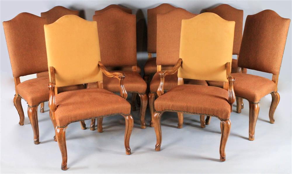 Appraisal: HENREDON LOUIS XV STYLE FRUITWOOD UPHOLSTERED DINING CHAIRS INCLUDING TWO