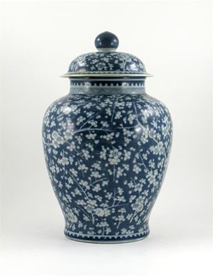 Appraisal: A large blue and white baluster vase and cover decorated