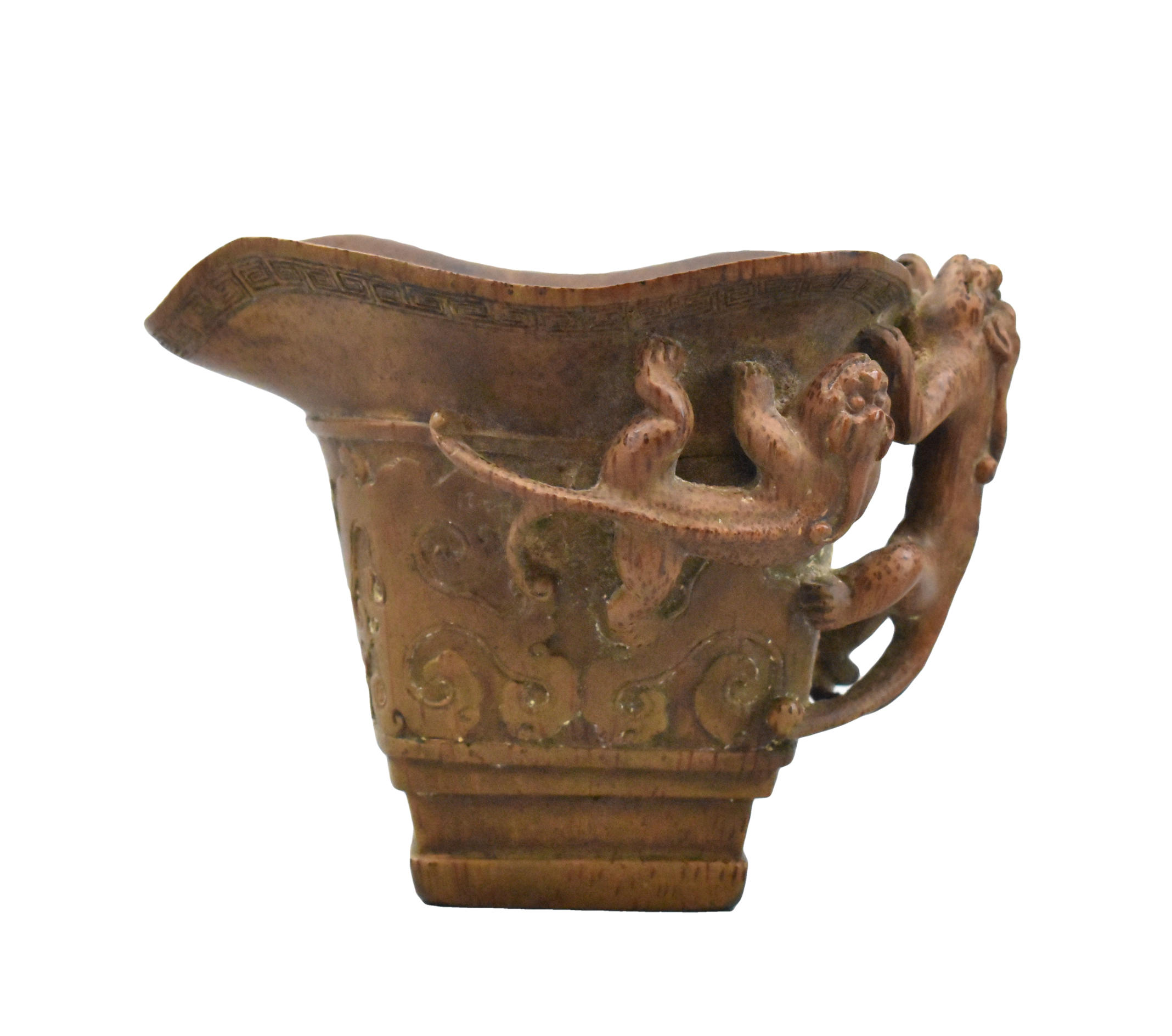 Appraisal: A Chinese bamboo carved libation cup The cup has a