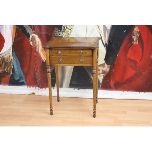 Appraisal: Fine quality burr walnut and satinwood two drawer table approx