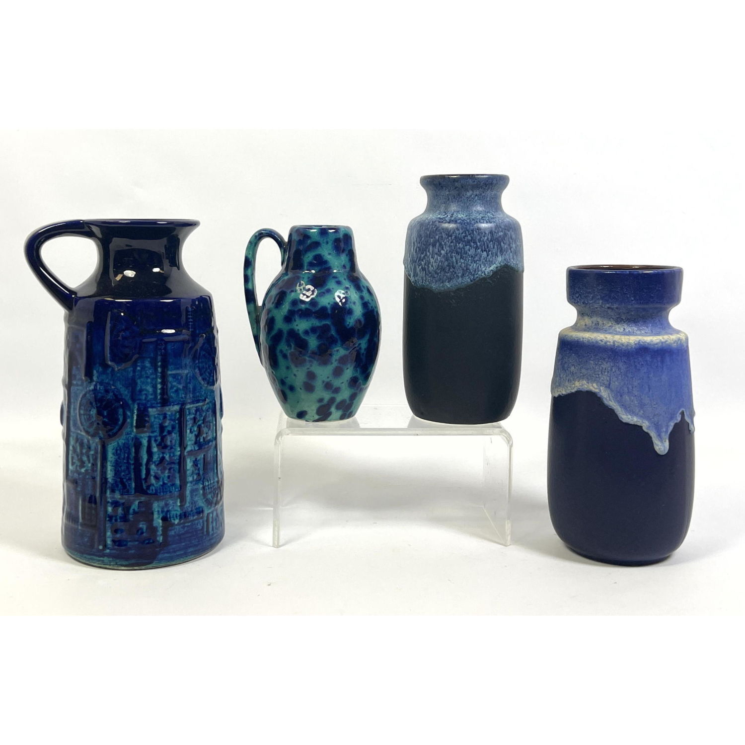 Appraisal: pc WEST GERMAN Art Pottery Modernist Vases Rich vivid blue