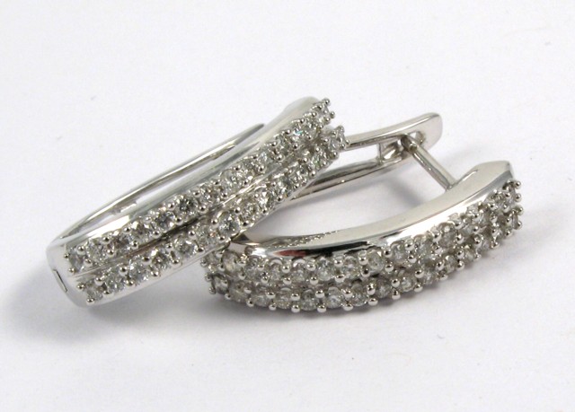 Appraisal: PAIR OF DIAMOND AND WHITE GOLD EARRINGS each k white