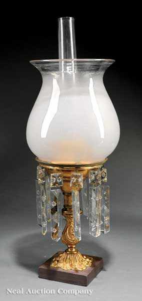 Appraisal: An Antique American Gilt Lacquered Bronze Solar Lamp attributed to