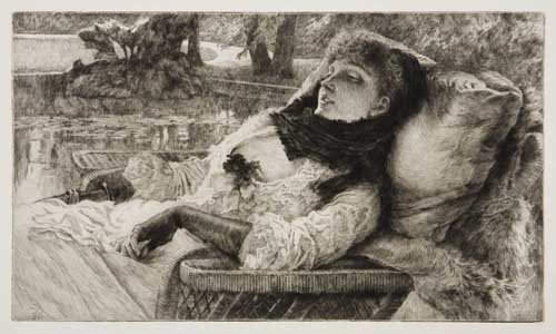 Appraisal: JAMES JACQUES TISSOT Soir e d' t Etching and drypoint