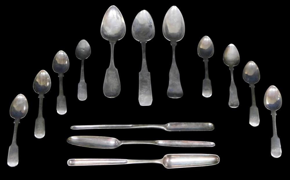 Appraisal: STERLING Fourteen early American Continental silver spoons eight teaspoons '