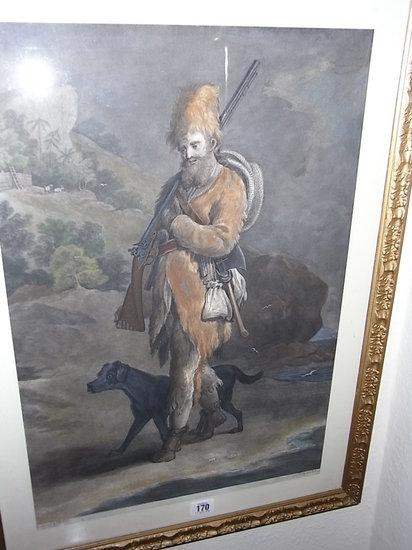 Appraisal: AFTER W ELLISRobinson Crusoe and his dog aquatint engraved by