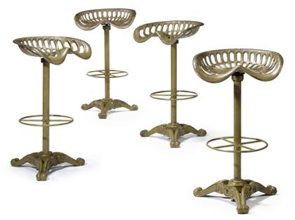 Appraisal: Set of four cast iron stools late th- early th