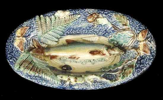 Appraisal: A French majolica small oval dish in the Palissy style