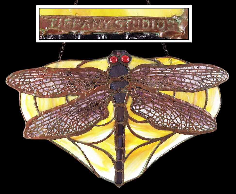 Appraisal: IN THE MANNER OF TIFFANY STUDIOS DRAGONFLY LAMP PENDANT In