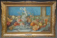 Appraisal: TRUE FRUIT SELF FRAMED TIN SIGN Tabletop still life of