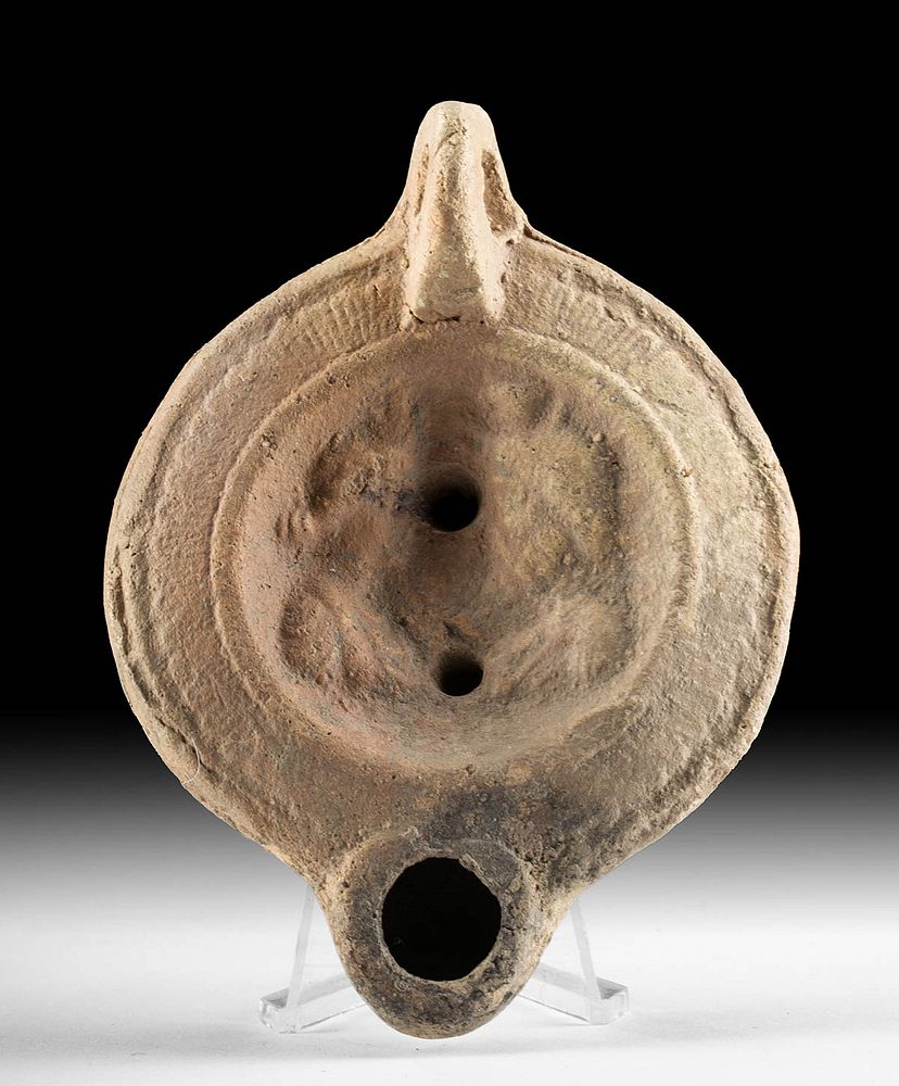 Appraisal: Roman Pottery Oil Lamp w Diana and Apollo Roman Imperial