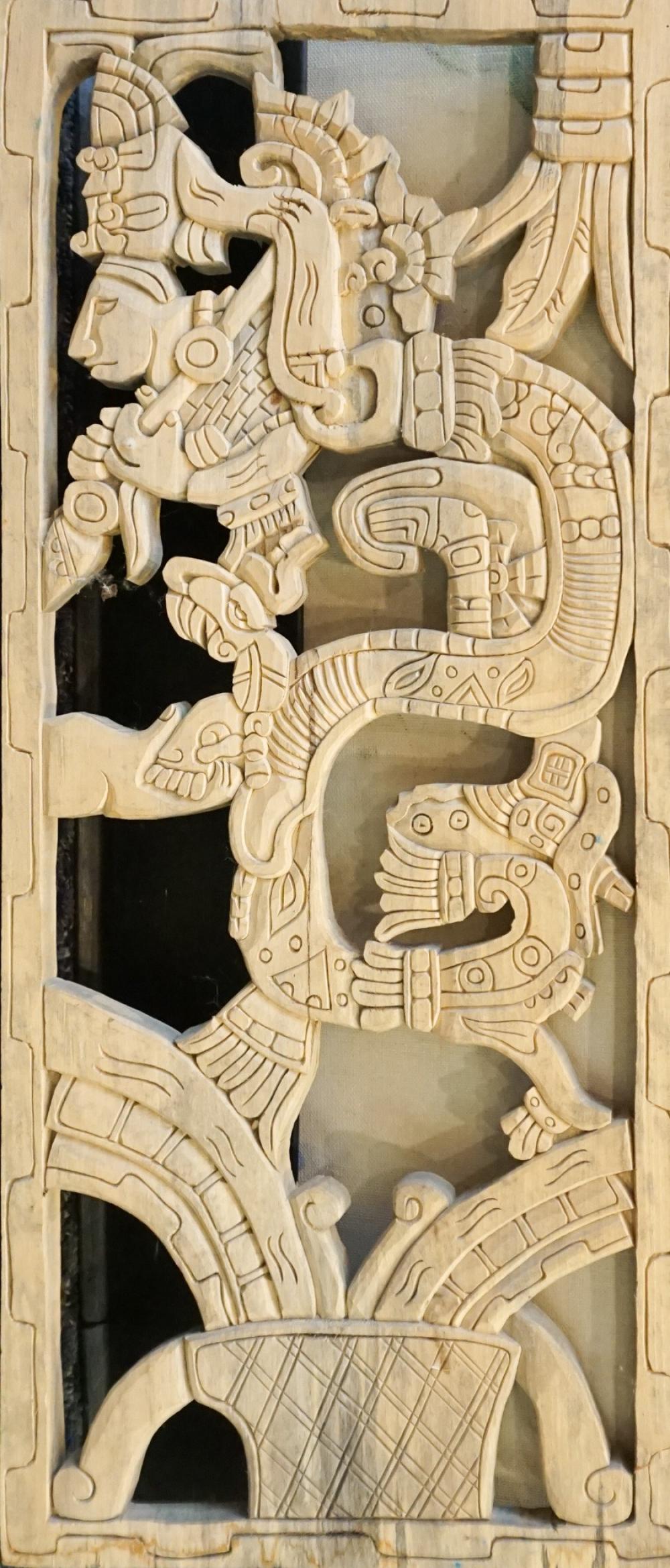 Appraisal: South American Mayan Style Carved Wood Wall Hanging x in