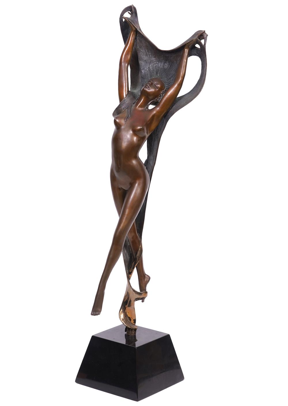 Appraisal: ANGELO BASSO 'DAPHNE' BRONZE FIGURINEAngelo Basso Italy - Bronze polychromed