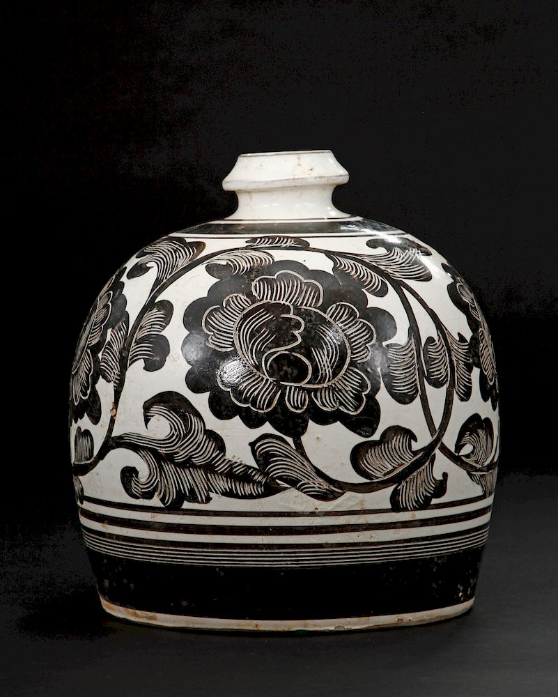 Appraisal: Large Cizhou Incised and Painted Truncated Meiping Well potted with