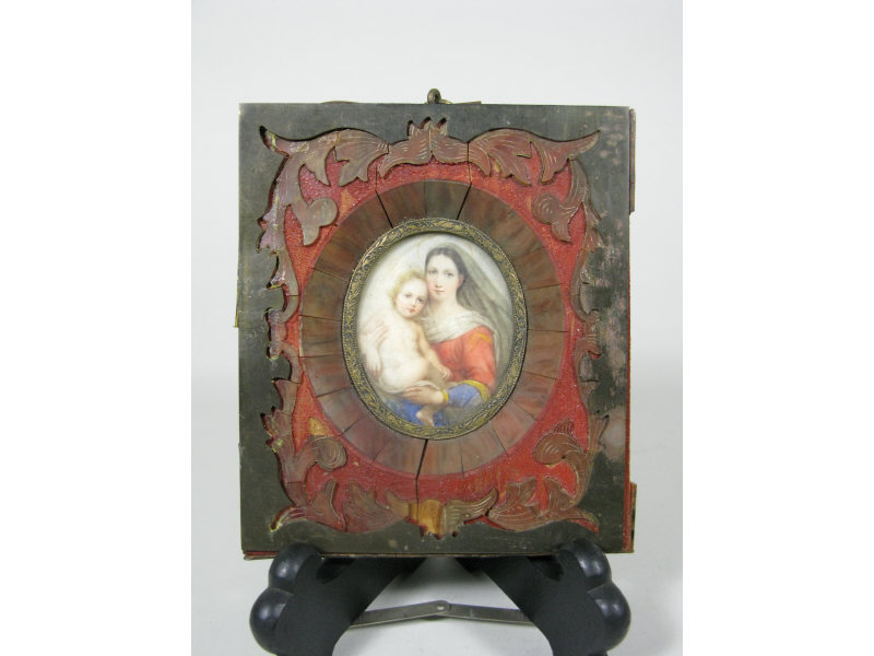 Appraisal: Portrait Miniature th c Sistine Madonna Italian oval form within