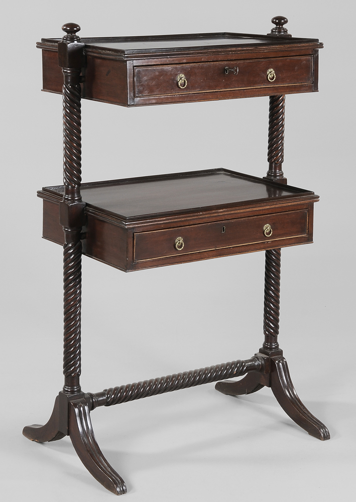 Appraisal: Export Mahogany Two-Tiered Server probably Caribbean th century mahogany throughout