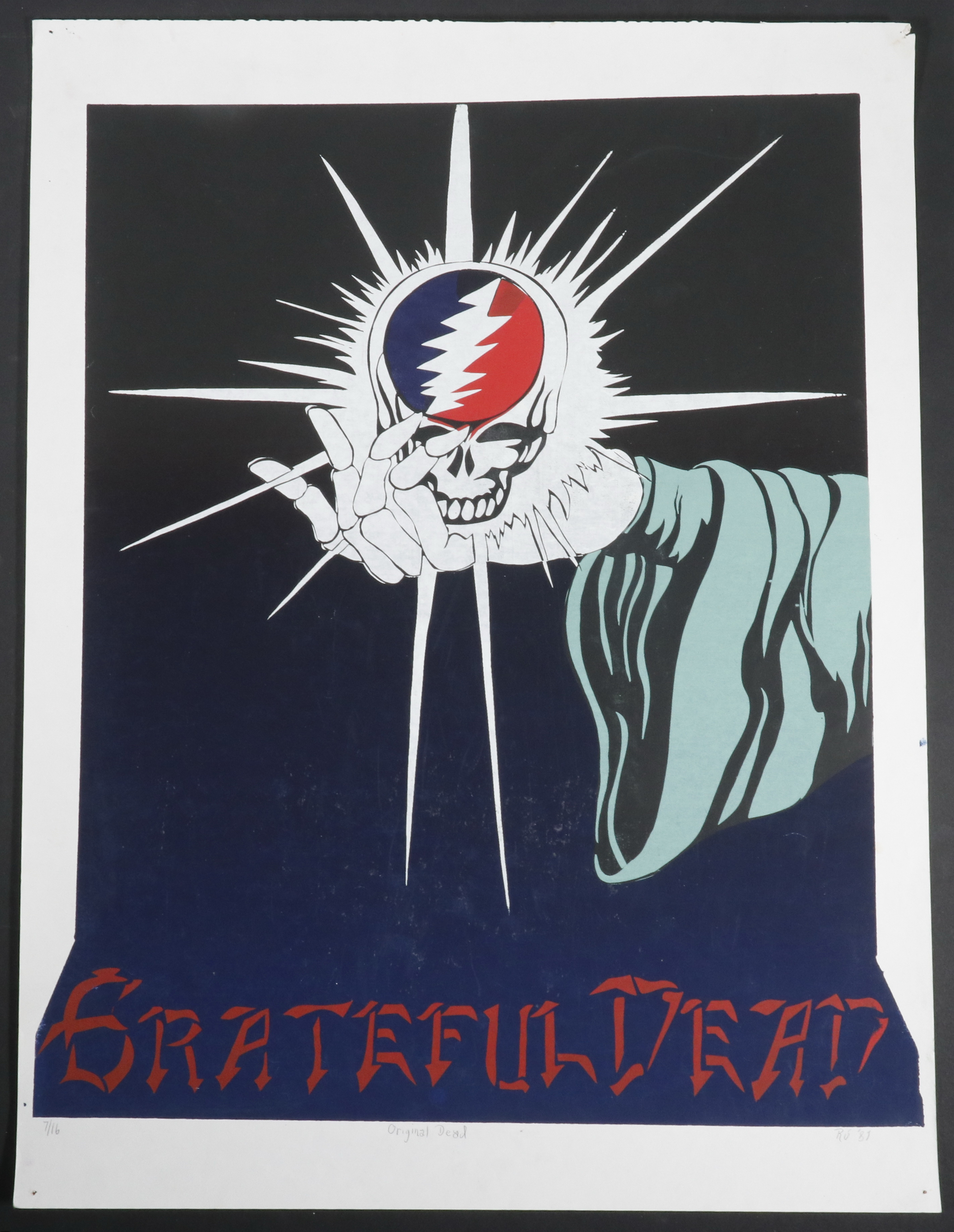 Appraisal: GRATEFUL DEAD TRIBUTE PRINT Original Dead serigraph depicting the band