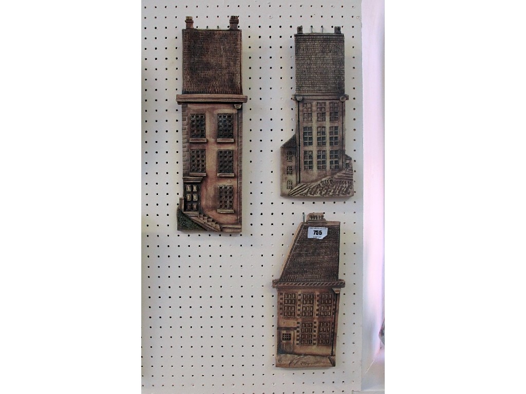 Appraisal: Three Fintry stoneware plaques of houses