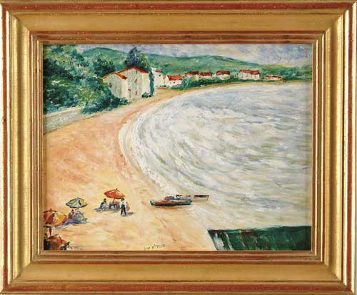 Appraisal: GUY C WIGGINS American - MEDITERRANEAN BEACH SCENE Oil on