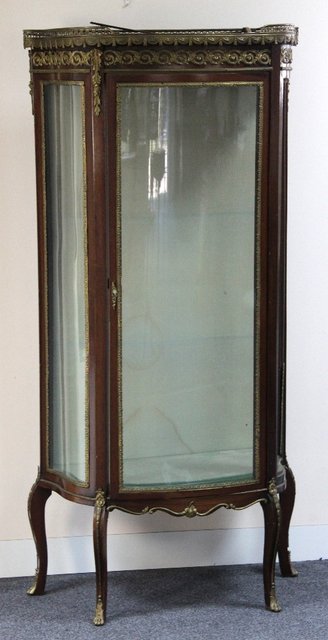 Appraisal: A Louis XV display cabinet with galleried marble top and