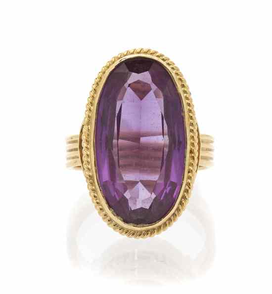 Appraisal: An Karat Yellow Gold and Synthetic Sapphire Ring containing an