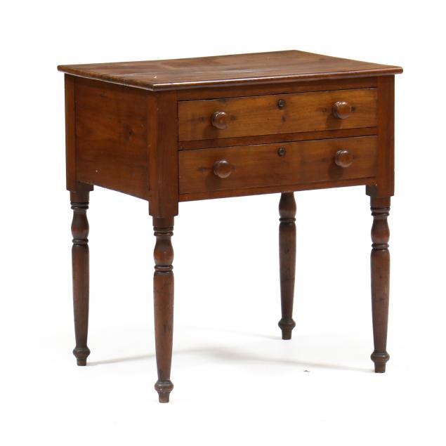 Appraisal: SOUTHERN SHERATON WALNUT TWO DRAWER STAND Circa yellow pine secondary