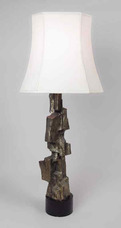 Appraisal: MODERN METAL SCULPTURE LAMP Abstract form metal sculpture on metal