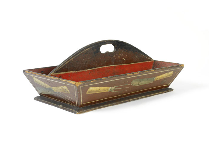 Appraisal: AMERICAN PAINTED PINE KNIFE BOX WITH quot TROMPE L'OEIL quot