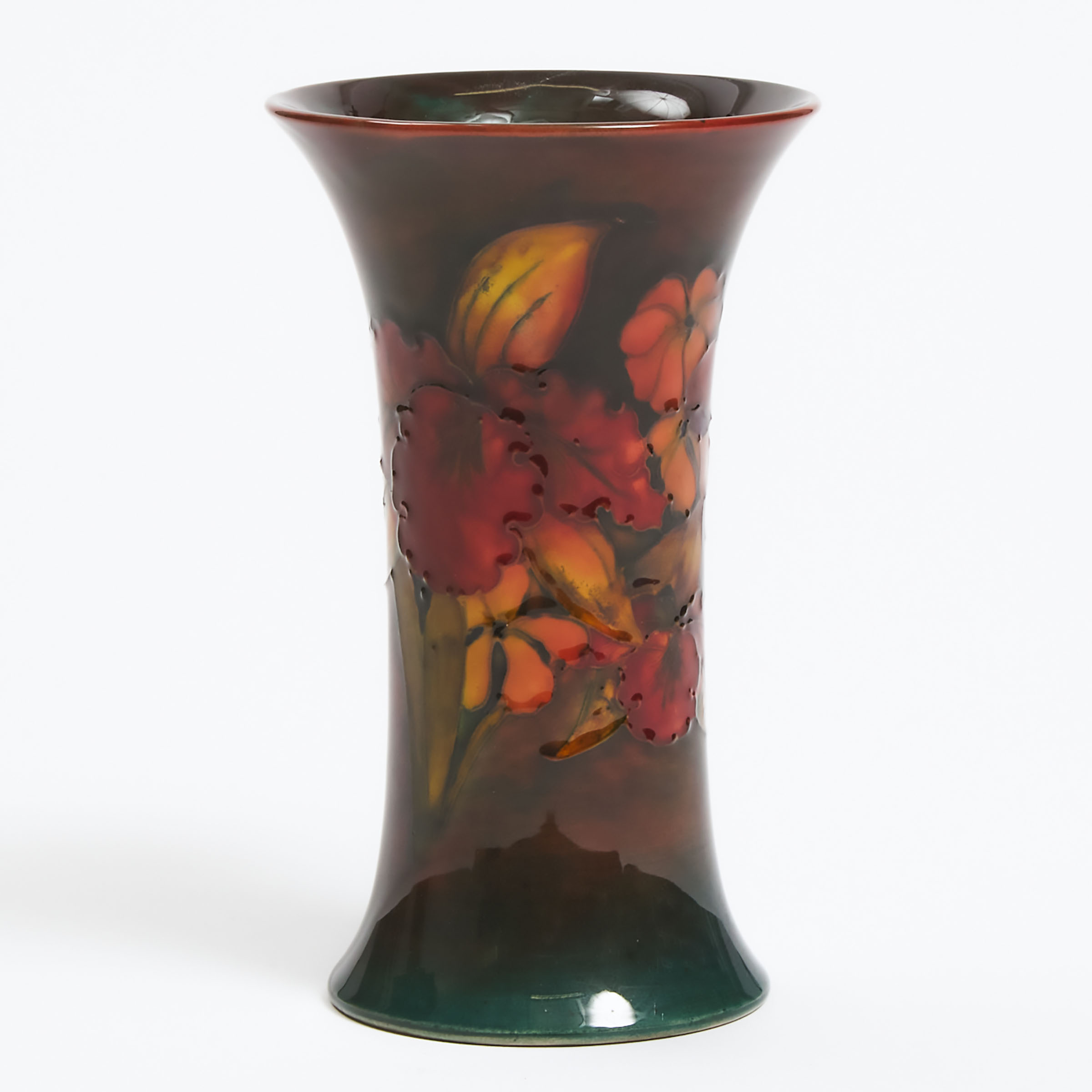 Appraisal: Moorcroft Flamb Orchids Vase c height in cm